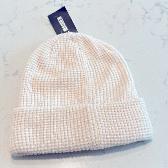Women Steve Madden Waffle Beanie, winter hat size OS, tan/ pink - Picture 5 of 8